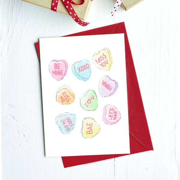 Big Moods Candy Heart Lovers Card
