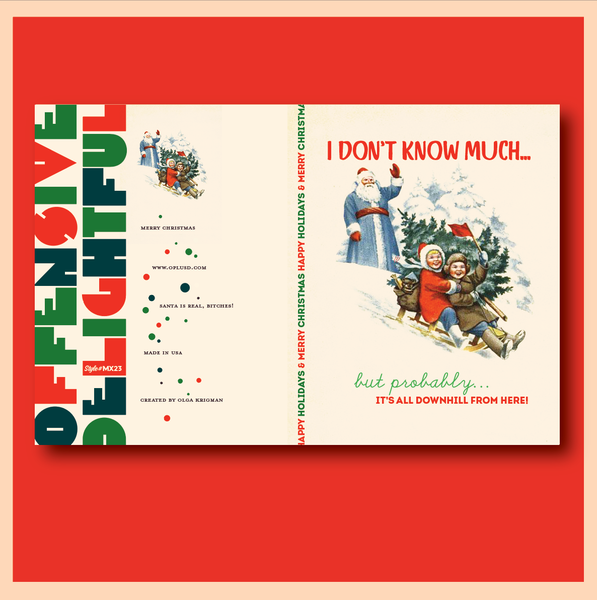 Offensive+Delightful Downhill! Christmas Greeting Card