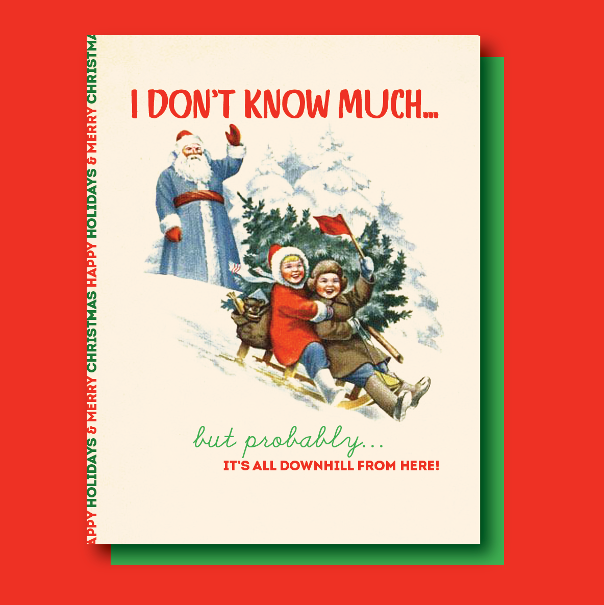 Offensive+Delightful Downhill! Christmas Greeting Card