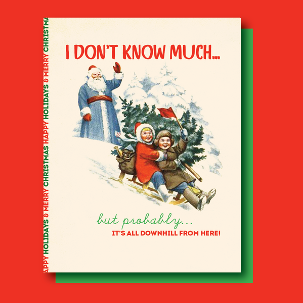 Offensive+Delightful Downhill! Christmas Greeting Card