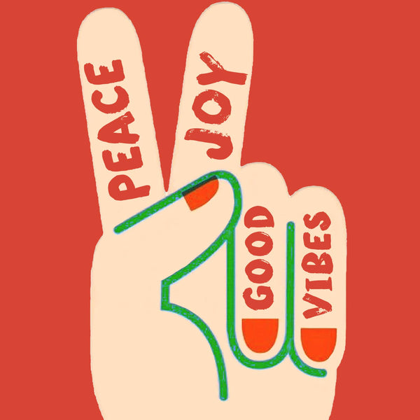 Offensive+Delightful Peace Joy Good Vibes Greeting Card