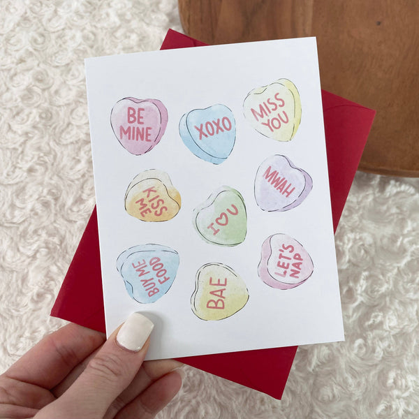 Big Moods Candy Heart Lovers Card