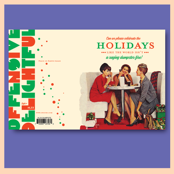 Offensive+Delightful Dumpster Fire Holidays Greeting Card