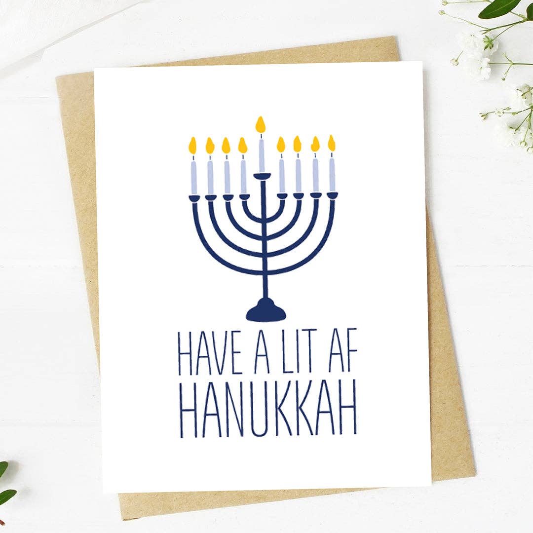 Big Moods Have a Lit AF Hanukkah Greeting Card
