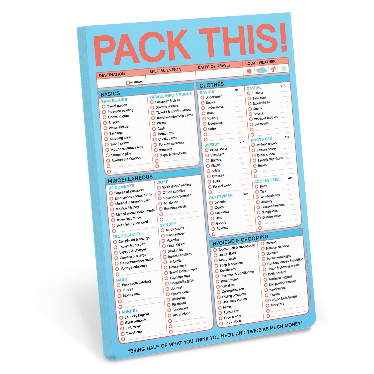 Knock Knock Pack This! (Refresh) Pad (Pastel Version)