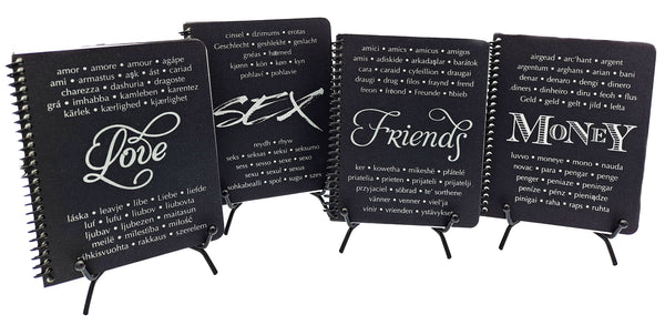 Ars Antigua by The Drexler Collection - "The Word" Themed Spiral Notebook (Love, S*x, Friends, Money)