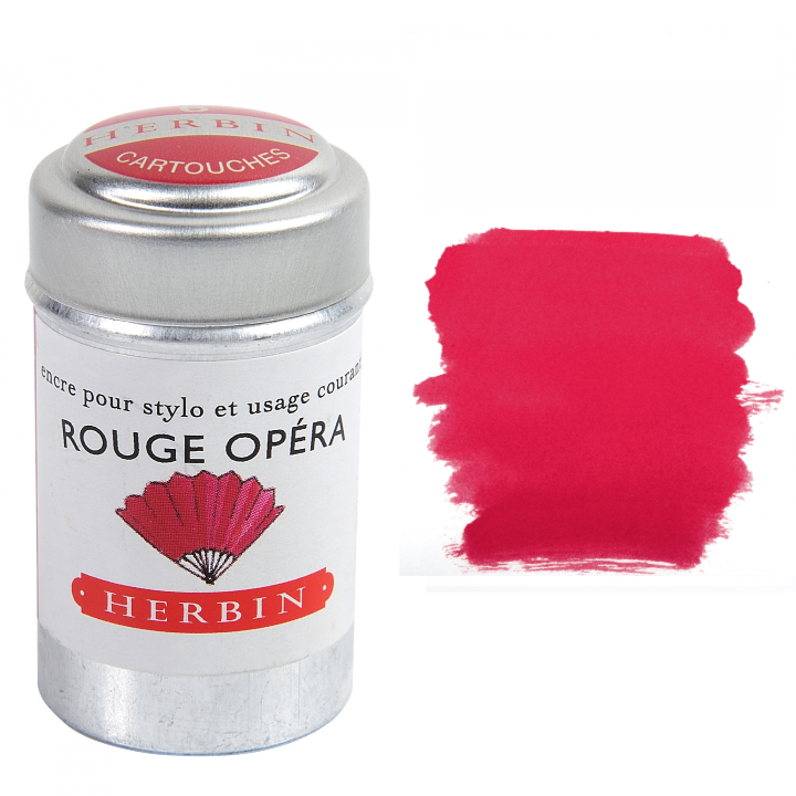 Herbin Rouge Opéra Fountain Pen Ink Cartridges - Tin of 6