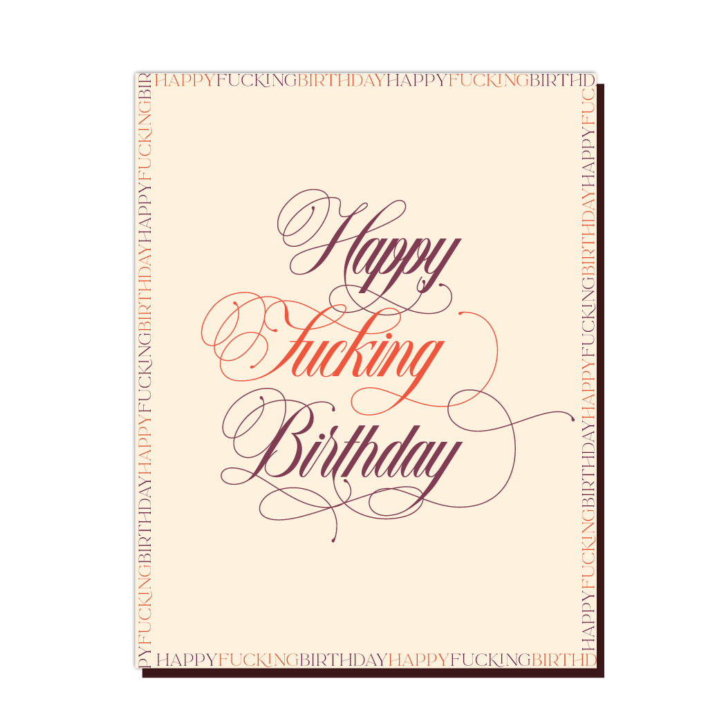 Offensive+Delightful Classic F Birthday Card