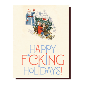 Offensive+Delightful Santa Wave Happy F Holidays Card
