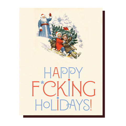 Offensive+Delightful Santa Wave Happy F Holidays Card